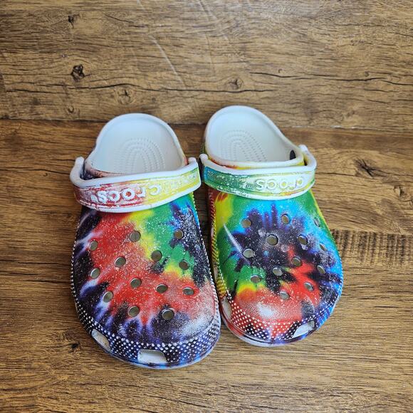 Crocs Classic Tie-dye Multi color clogs shoes sz 4 6 - Picture 9 of 9